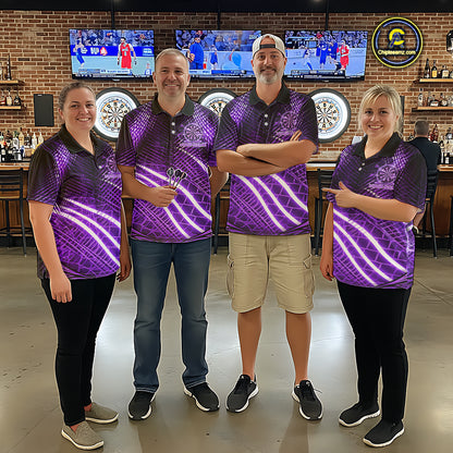 Black And Purple Stripes Light Dartboard Custom Darts Polo Shirts Men Dart Team Jerseys NYN2275