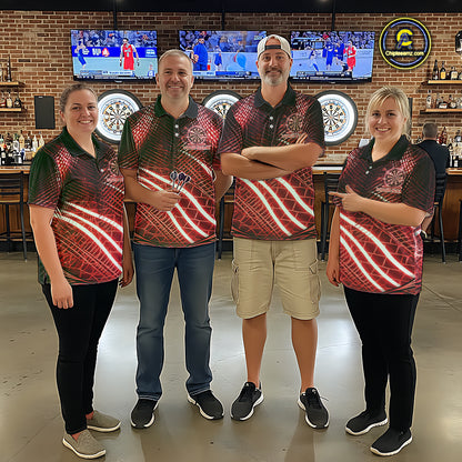 Black And Red Stripes Light Dartboard Custom Darts Polo Shirts Men Dart Team Jerseys NYN2276