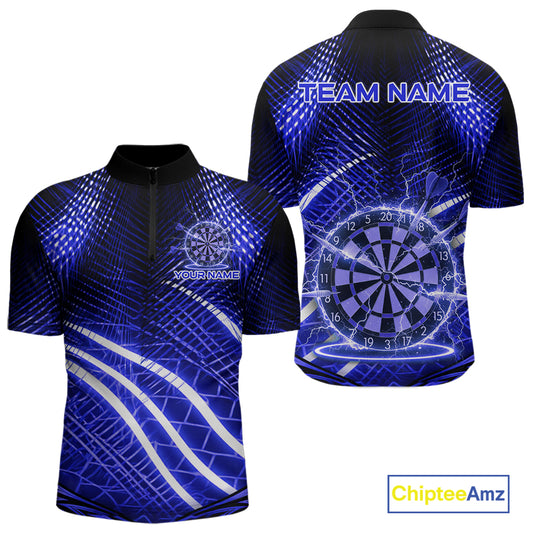 Black And Blue Stripes Light Dartboard Custom Darts Quarter-Zip Shirts Men Dart Team Jerseys NYN2277