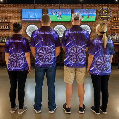 Black And Blue Stripes Light Dartboard Custom Darts Polo Shirts Men Dart Team Jerseys NYN2277