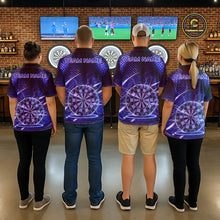 Load image into Gallery viewer, Black And Blue Stripes Light Dartboard Custom Darts Polo Shirts Men Dart Team Jerseys NYN2277