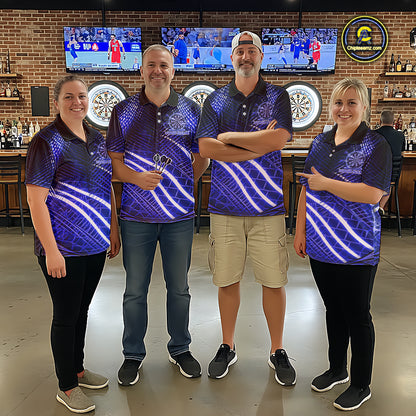 Black And Blue Stripes Light Dartboard Custom Darts Polo Shirts Men Dart Team Jerseys NYN2277