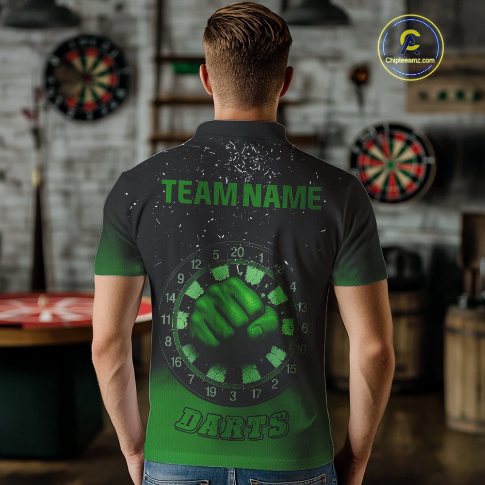 Dynamic Verdant Fist Artwork Darts Shirt For Men - Custom Team Name - Darts Jersey NYN0368