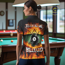 Load image into Gallery viewer, Fire Flame Pool 8 Ball Skull Billiard Shirts For Women Custom Billiard League Jerseys | Red NYN2286