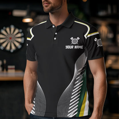 Custom Black And Yellow Dragon Darts Polo & 1/4 Zip Shirts For Men, Dart Team Jerseys NYN0034
