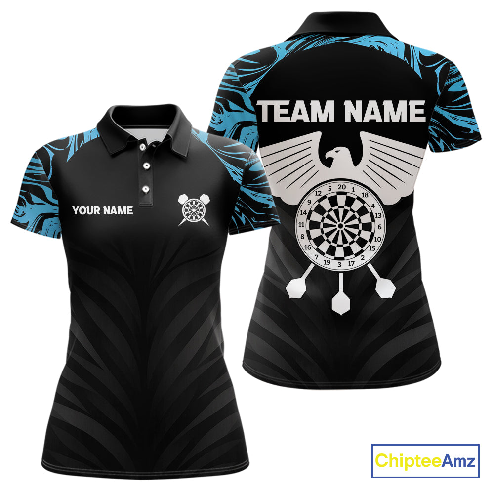 Blue Splash Color Eagle Dartboard Darts Shirt For Men - Custom Team & Player Name NYN0379