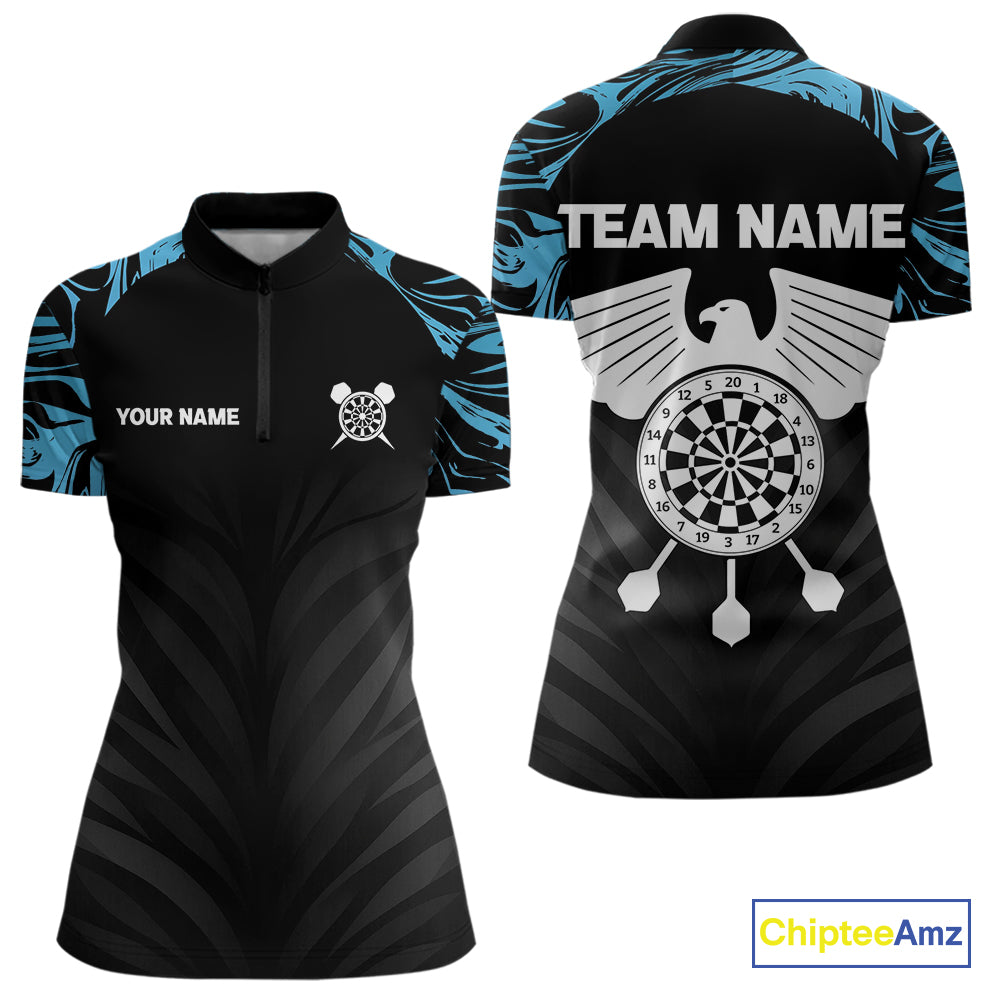 Blue Splash Color Eagle Dartboard Darts Shirt For Men - Custom Team & Player Name NYN0379