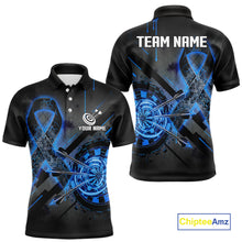 Load image into Gallery viewer, Lightning Blue Ribbon Dartboard Custom Prostate Cancer Awareness Darts Polo Shirt For Men NYN1806