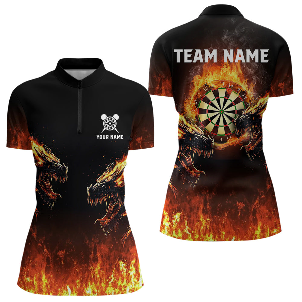 Custom Fire Flame Wolfs Dartboard Dart Jerseys For Women Dart Team Jerseys Personalized NYN0040