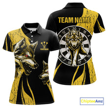Load image into Gallery viewer, Custom Black And Yellow Wolfs Dartboards Grunge Dart Shirts For Women, Dart Team Jerseys NYN0043
