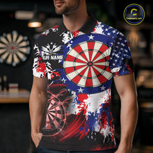 Load image into Gallery viewer, Personalized Patriotic Grunge Darts Polo &amp; 1/4-Zip Shirt For Men Thunder Dart Team Jerseys NYN2954