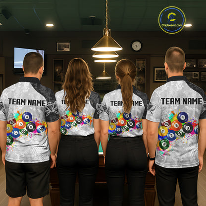 Personalized Colorful Splatter Billiard Balls Shirt For Men Pool Ball 8 Billiard Jersey NYN2311