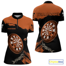 Load image into Gallery viewer, Personalized Orange Dartboard Arrow Polo &amp; 1/4 Shirts For Women, Dart Team Jerseys NYN0052