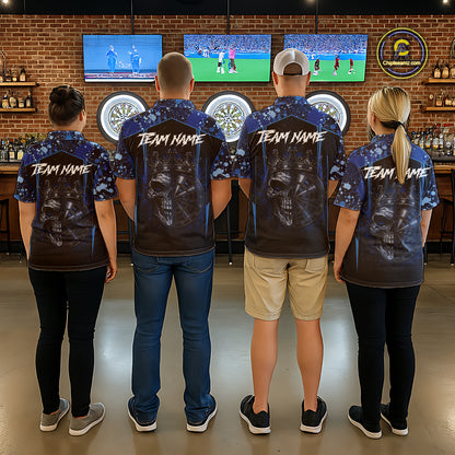 Crown Skull Splatter Paint Dartboard Darts Shirt For Women Custom Blue Splatter Dart Team Jerseys NYN3165