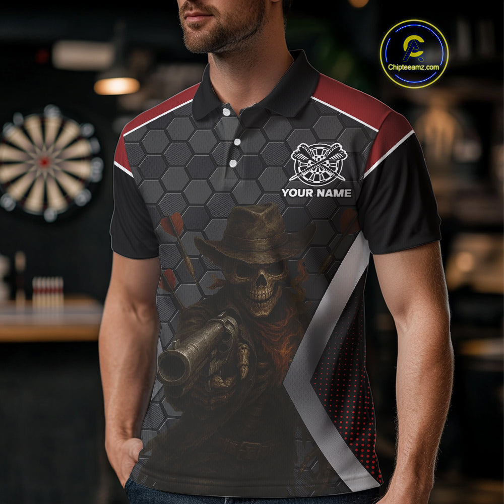 Skull Sheriff Shoots Darts Arrow Darts Shirt For Men - Customizable Name & Team NYN0400