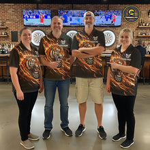 Load image into Gallery viewer, Orange Flaming Tiger Funny Darts Custom Men's Dart Polo Shirts Team Dart League Jerseys NYN2076