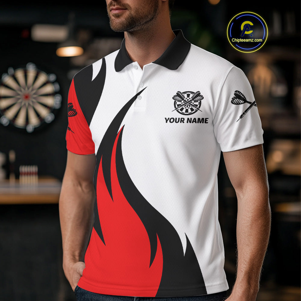 Keep Calm & Play Darts Custom Black-Red Dartboard Dart Shirts For Men Dart Team Jerseys NYN0061
