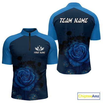 Dripping Dartboard & Navy Roses Darts Shirt For Men - Customizable Name & Team NYN0410