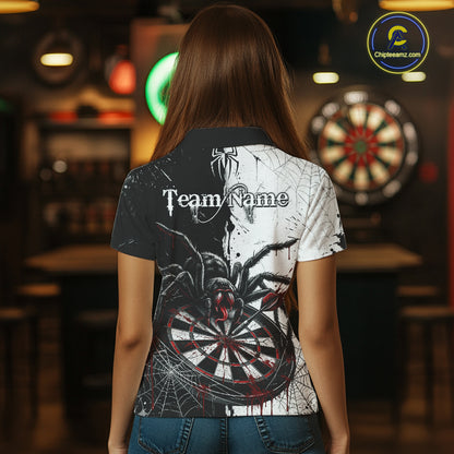 Personalized Black & Red Dripping Spider Women Dart Polo Shirts Custom Dart League Jerseys NYN2095