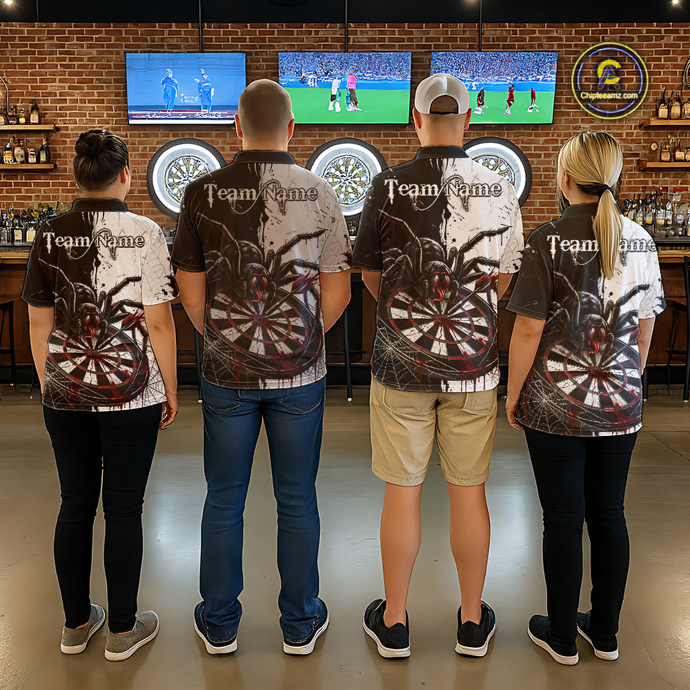 Personalized Black & Red Dripping Spider Women Dart Polo Shirts Custom Dart League Jerseys NYN2095