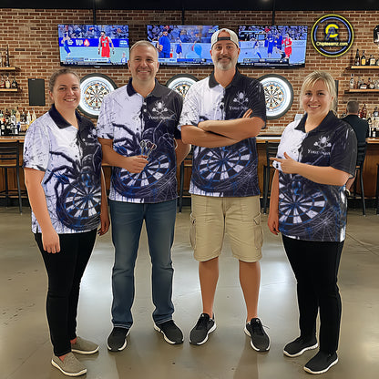 Personalized Black & Blue Dripping Spider Men Dart Polo Shirts Custom Dart League Jerseys NYN2097