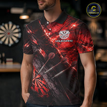 Load image into Gallery viewer, Personalized Black &amp; Red Grunge Dartboard &amp; Arrow Men Darts Polo Shirt Custom Dart Team Jersey NYN2618