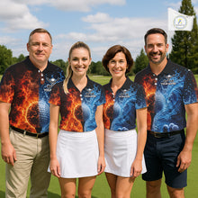Load image into Gallery viewer, Blue Water &amp; Red Flames Mens Golf Polo Shirt Custom Golf Clothing Golf Team Outfits NYN3390