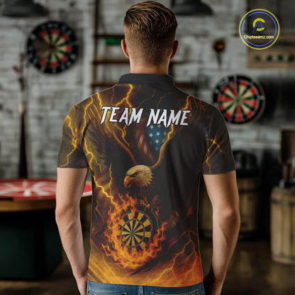 Custom Yellow Lightning Flame Dartboard Polo Darts Shirt For Men Outfit Dart Team Jersey NYN1311