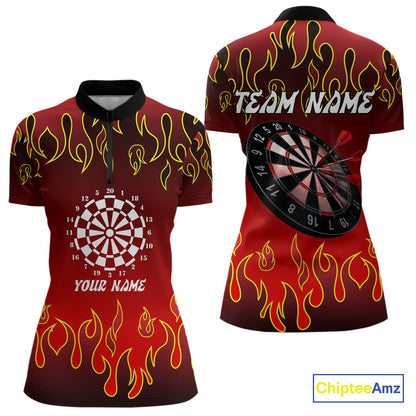 Custom Flame Pattern Red Dartboard Flame Dart Shirt For Women, Dart Jerseys NYN0228