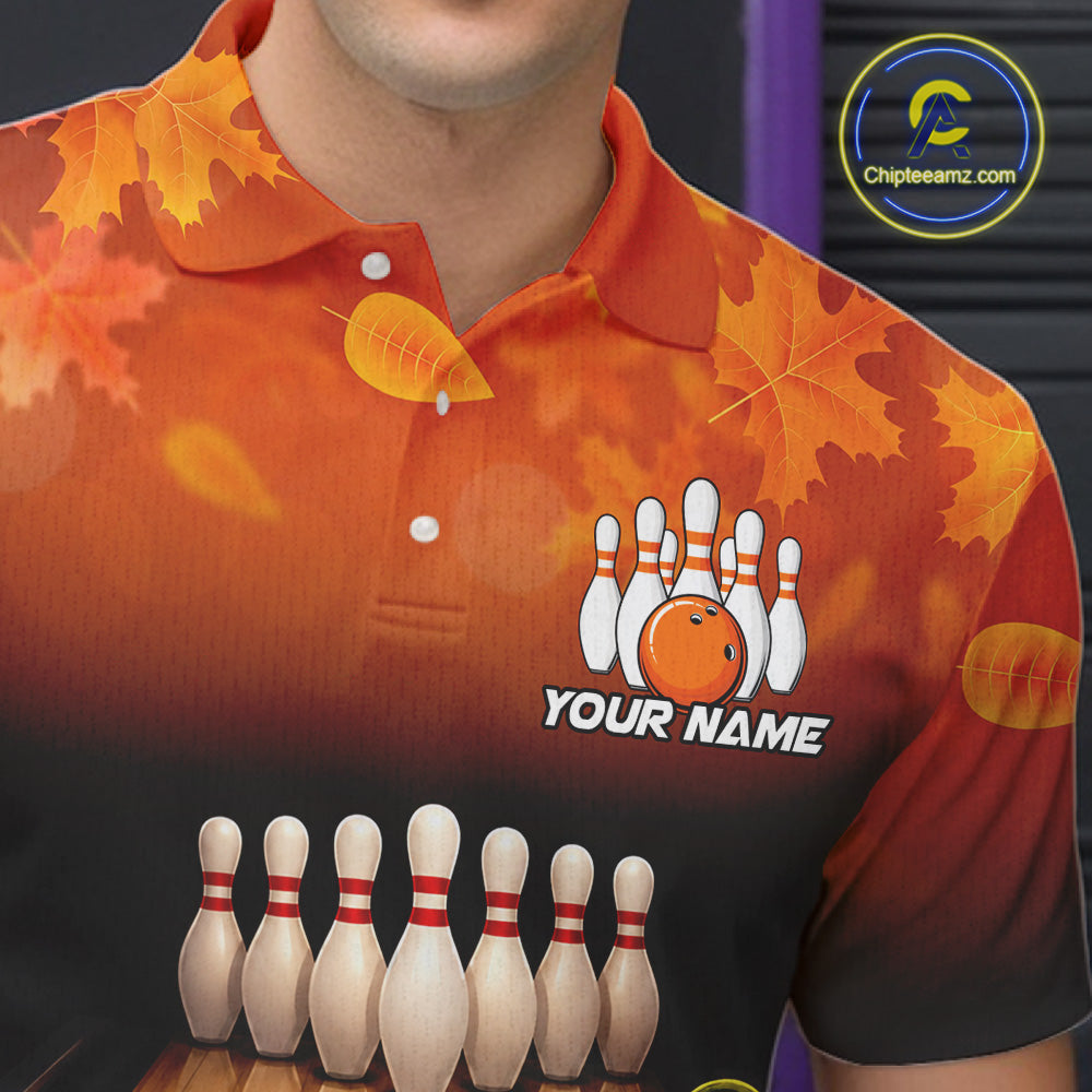 Personalized Funny Turkey Autumn Bowling Shirts For Men Thanksgiving Bowling Team Polo 1/4-Zip Shirt NYN3931