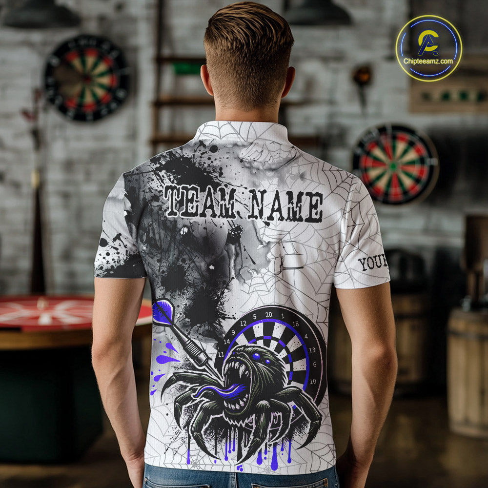 Personalized Dripping Black And Purple Spider Dart Polo Shirts For Men, Custom Dart Jerseys NYN2117