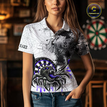 Load image into Gallery viewer, Personalized Dripping Black And Purple Spider Dart Polo Shirts For Women, Custom Dart Jerseys NYN2117