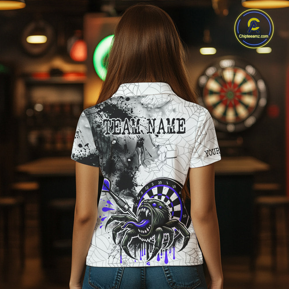 Personalized Dripping Black And Purple Spider Dart Polo Shirts For Women, Custom Dart Jerseys NYN2117