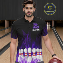 Load image into Gallery viewer, Purple Flames Custom Funny Raccoon Mens Bowling Shirts Bowling Team Shirt For Bowlers NYN3410