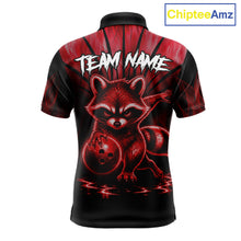 Load image into Gallery viewer, Red Flames Funny Raccoon Bowling Shirt For Men Custom Bowling Team Jersey For Bowlers