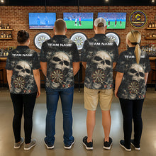 Load image into Gallery viewer, Grunge Horror Grey Skull Vintage Dartboard &amp; Arrow Men Darts 1/4-Zip Shirt Custom Dart League Shirts NYN2642