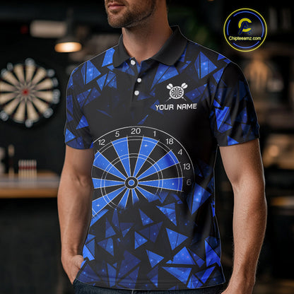 Custom Black Blue Geometric Dartboard Dart Polo Shirt For Men Outfits Dart Jerseys NYN1608