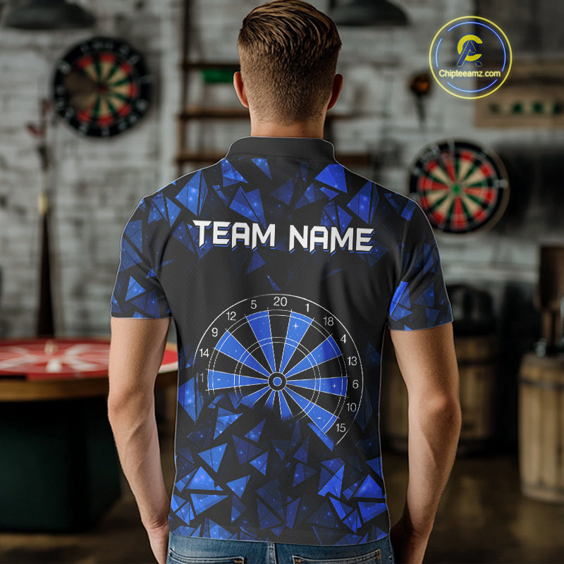 Custom Black Blue Geometric Dartboard Dart Polo Shirt For Men Outfits Dart Jerseys NYN1608