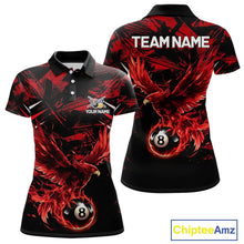 Load image into Gallery viewer, Eagle Red Flames 8 Ball Pool Polo &amp; 1/4-Zip Shirt For Women Personalized Balls Billiard Gifts NYN2423