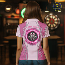 Load image into Gallery viewer, Personalized Grunge Pink Flaming Dartboard Women Darts Polo &amp; 1/4-Zip Shirts Dart Team Jerseys NYN2810