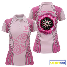 Load image into Gallery viewer, Personalized Grunge Pink Flaming Dartboard Women Darts Polo &amp; 1/4-Zip Shirts Dart Team Jerseys NYN2810