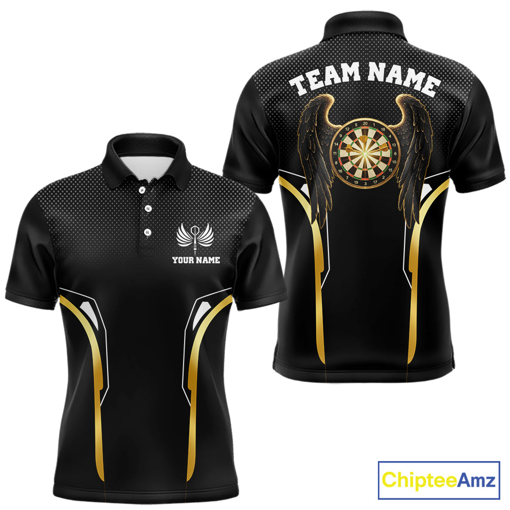 Personalized Gold Wings Dartboard Halftone Darts Polo Shirt For Men Dart League Jerseys NYN2172