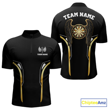 Personalized Gold Wings Dartboard Halftone Darts Quarter-Zip Shirt For Men Dart League Jerseys NYN2172