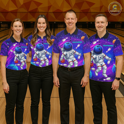 Funny astronaut galaxy bowling team shirts custom bowling jerseys for bowlers