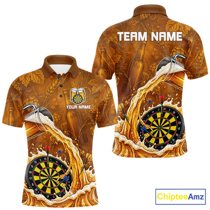 Cheer Beer Dartboard Men Dart Polo 1/4-Zip Shirt Custom Barley & Hops Patten Dart Team Attire NYN3213