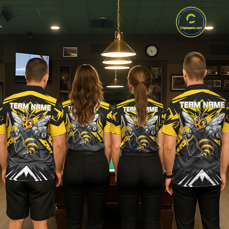 Black And Yellow Funny Bee Billiard Team Shirt For Men Custom 8 Ball Pool Tournament Jersey NYN3776