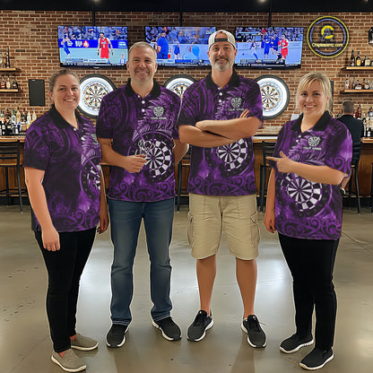 Personalized Fern Leaves Purple Fire Tribal Dart Quarter-Zip Shirts For Men Dart Team Jerseys NYN2191