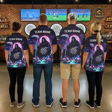 Load image into Gallery viewer, Galaxy Holographic Grim Reaper Dartboard Skull Dart Polo Shirts For Men Custom Name For Dart Players NYN2686