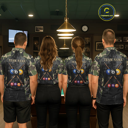 Black Grunge Camouflage Billiard Pool Shirt For Men Custom 8 Ball Billiard Team Jersey NYN3065