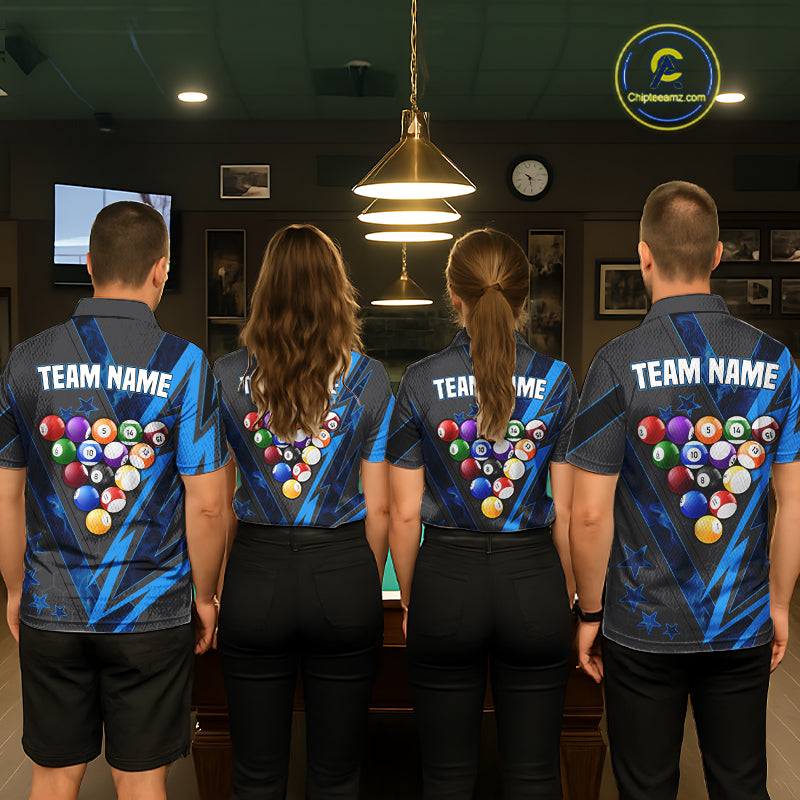Grey & Blue Billiard Flame 8 Ball Pool Shirt For Women Personalized Team Billiard Tournament Jersey NYN3785
